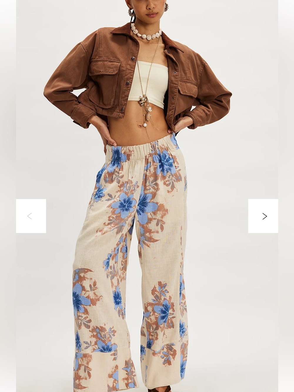Free people linen pull on wide leg pants